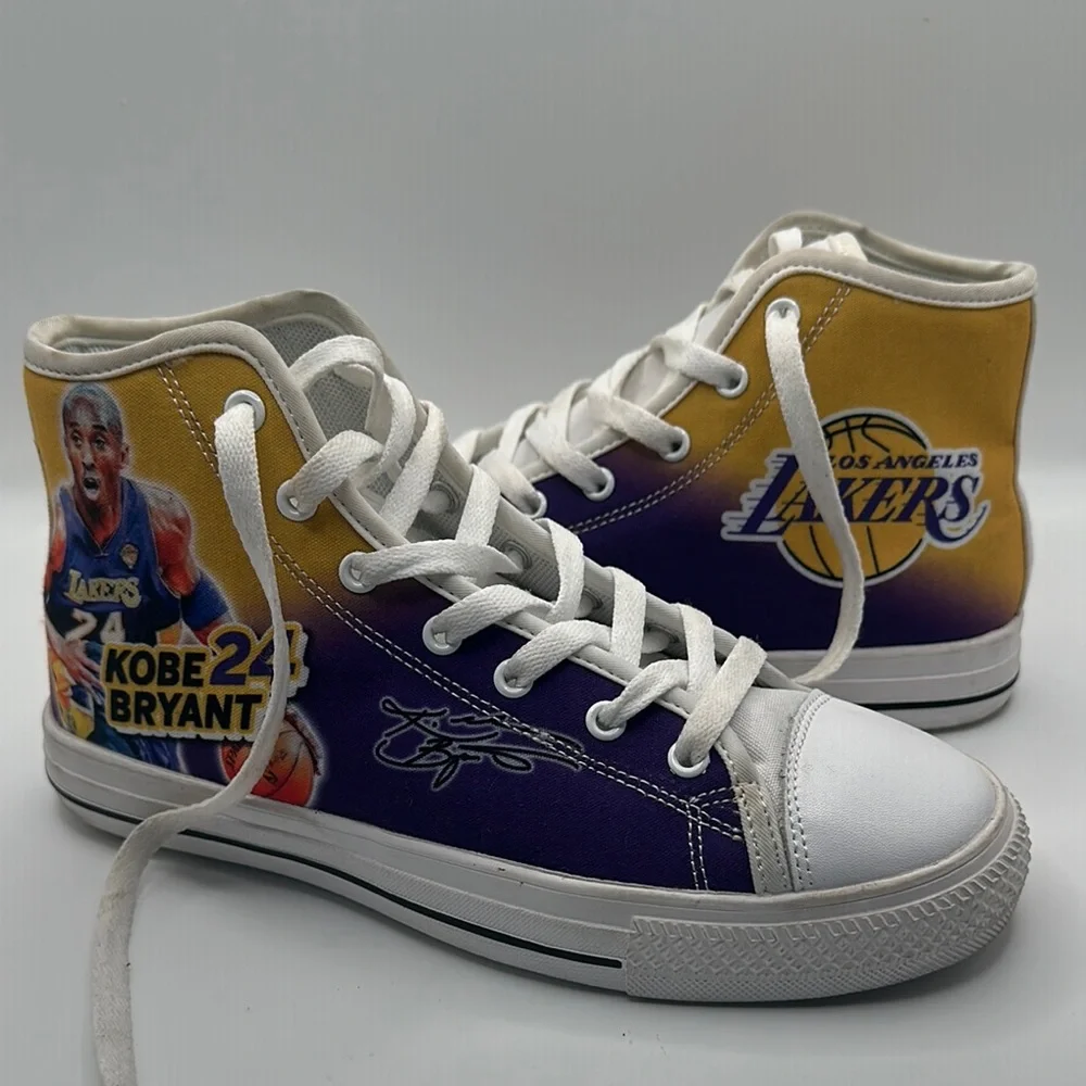 Custom Lakers Kobe Bryant Sz 36 Purple Yellow High-Top Sneaker Basketball Design